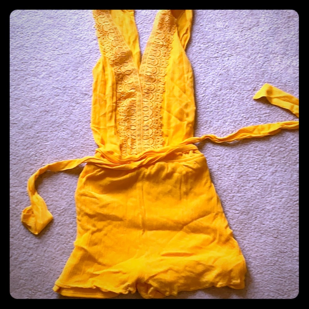 Mustard yellow romper size medium